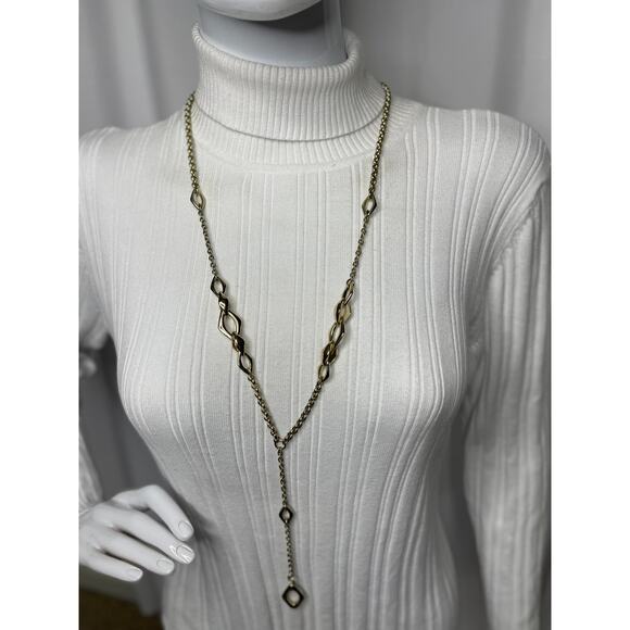 Chico's long necklace gold tone y-drop y drop signed costume jewelry - Picture 4 of 13